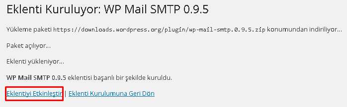 wordpress eklentiyi etkinleştirme